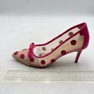 FSJ Pink Pointed Toe Pumps Slip On Dot Mesh High Heel Sexy Formal Event Shoes